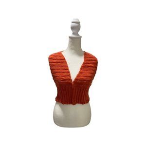 Recycled Threads Rust Orange Crochet Halter Top (NWT)